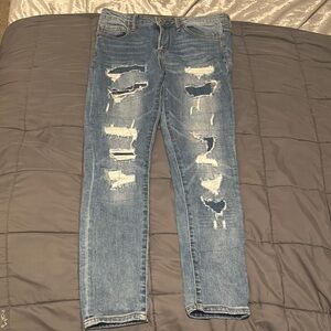 Blue Skinny Distressed Denim
